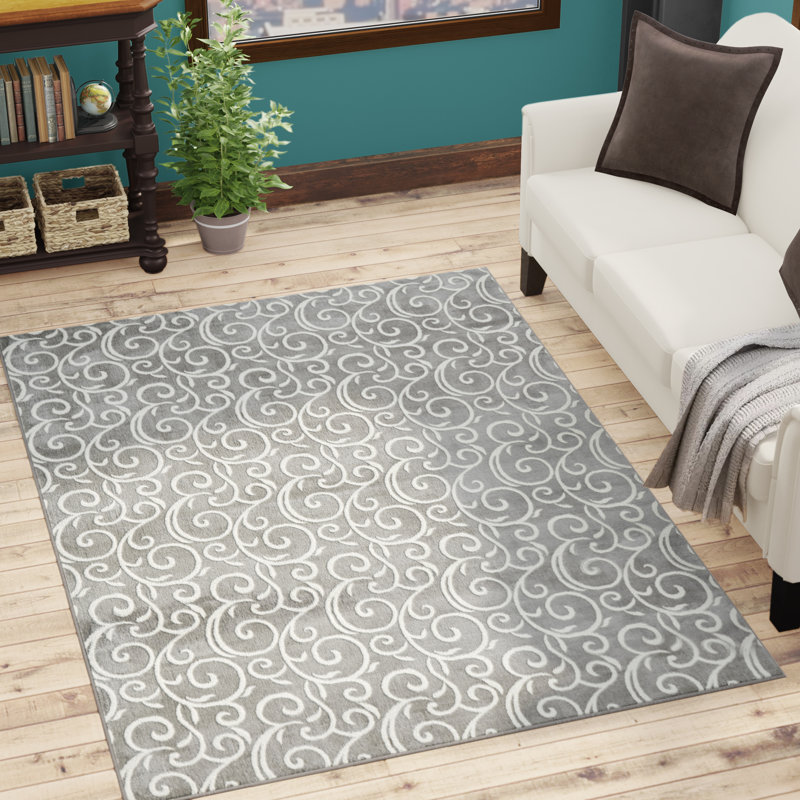 Winston Porter Thornlie Floral Gray Area Rug & Reviews Wayfair